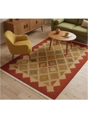Vivense Kırmızı Dilim Dokuma Taban Halı, 470 Yng, 150X230 cm
