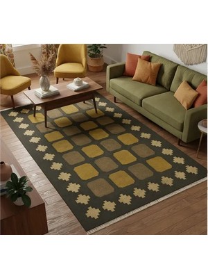 Vivense Antrasit Geometri Dokuma Taban Halı, 468 Yng, 80X150 cm