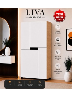 VM VERTEX MOBİLYA Liva Çift Askılıklı Bebek-Yatak-Çocuk Odası Gardrop-Çok Amaçlı Dolap Safir Beyaz