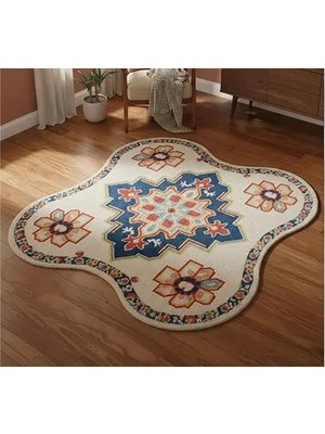 Vivense Bej Motifli Özel Kesim Dokuma Taban Halı, 444 Yng, 80X80 cm