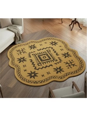 Vivense Hardal Kahve Motifli Özel Kesim Dokuma Taban Halı, 448 Yng, 150X150 cm