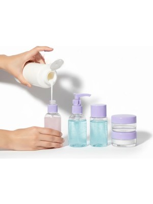 Erdo Ticaret 5 Parça Seyahat Banyo Seti 30 ml Şeffaf Taşınabilir Şişe Seti