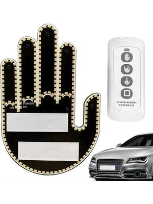 Erdo Ticaret El Orta Parmak LED Kumandalı Araç Içi Reflektör Arka Cam El Simgesi