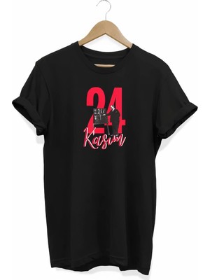 Pileli Store 24 Kasım Öğretmenler Günü Öğretmen Hediyesi Baskılı Oversize T-Shirt - Siyah