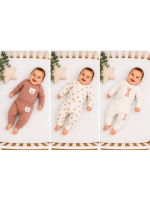 tinytrends Unisex Kız Erkek Bebek Desenli Renkli Çıtçıtlı Body ve Alt 6'lı Takım Yenidoğan Hediyelik