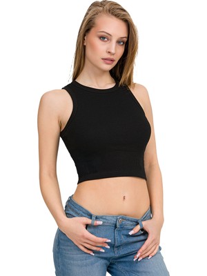 İlke Likralı Kaşkorse Halter Yaka Crop 2320
