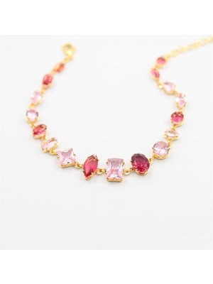 Mudanis Baget Taşlı Bileklik - Pembe