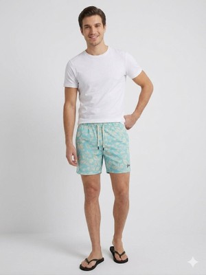 Guess Erkek Deniz Şortu Mayosu Tropikal Çiçek Desenli F6GT08WG282