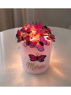 Sole Kişiye Özel Isimli 3D Kelebek ve LED Işıklı Kelebek Buketi Gece Lambası – Sevgiliye, Kıza ve Arkadaşa Hediye Kutusu
