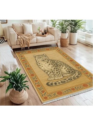Vivense Bej Leopar Dokuma Taban Halı, 491 Yng, 80X150 cm