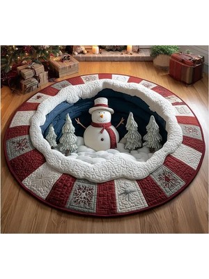 Vivense Minik Kardan Adam Baskılı Dokuma Taban Halı, 543 Yng, 100X100 cm