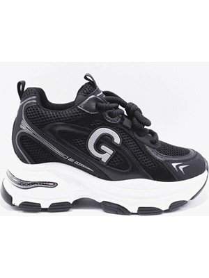 Guja 26Y323 Kadın Kalın Taban Simli Sneaker Ayakkabı Siyah