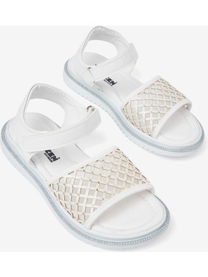 Tonny Black Çocuk Unisex Beyaz Çoçuk Taşlı Sandalet