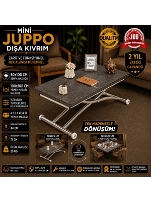 Mini Juppo Dışa K Akıllı Sehpa Üst Tabla Mdf Oval Köşe Alt Ayak Krom Kaplama