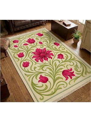 Vivense Fuşya Bahçe Dokuma Taban Halı, 615 Yng, 120X180 cm