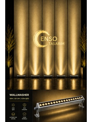 Enso Tasarım 18W 50 cm Gün Işığı LED Wallwasher Dış Cephe Duvar Cami Bahçe Aydınlatma