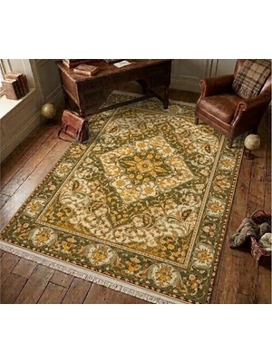 Vivense Vintage Haki Dokuma Taban Halı, 618 Yng, 150X230 cm