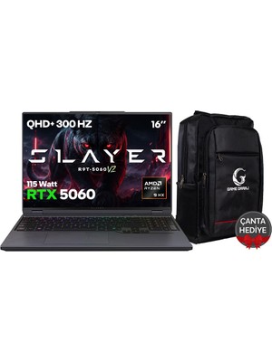 Game Garaj Slayer R9T-5060 V2 C7 Amd Ryzen 9 8945HX 16GB Ram 1tb SSD RTX5060 16" 300Hz Qhd+ IPS Freedos Gaming Laptop