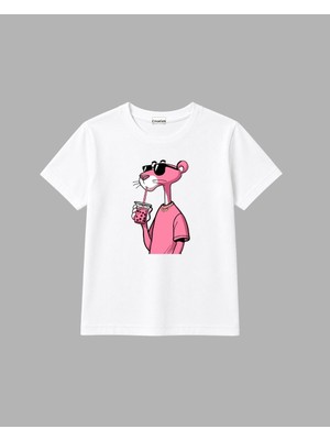 Ciro Kids %100 Pamuk'lu Pembe Panter Baskılı Unisex Çocuk T-Shirt ( 4 -14YAŞ )
