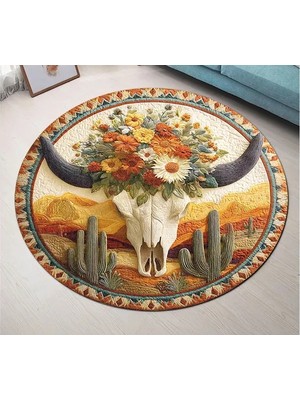 Vivense Çöl Boğası Baskılı Dokuma Taban Halı, 549 Yng, 80X80 cm