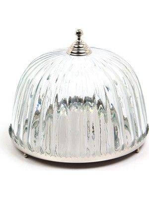 Lamedore Yuvarlak Dome Nikel Kek Standı 28,5X28,5X22,5 cm – Cam Kapaklı Servis ve Sunum Standı