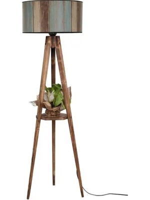 Vivense Sehbalı Tripod Lambader Yanık Silindir Renkli Abajurlu