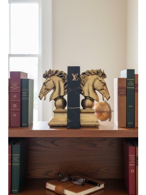 At Başı Figürlü Dekoratif Kitap Desteği Seti Kitap Tutucu Biblo ve Ofis Aksesuarı