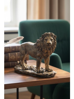 Aslan Figürlü Dekoratif Masaüstü Biblo Heykel Ev ve Ofis Aksesuarı
