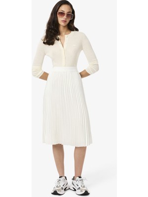 Lacoste Pleated Satin Midi Skirt