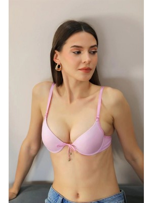Pileli Store Pilelistore-  Destekli Balenli Önden Açılır Dekolteli Sütyen Lila