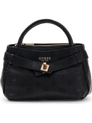 Guess Ella Logolu Küçük Kadın Siyah El Çantası HWPD9746760-BLO