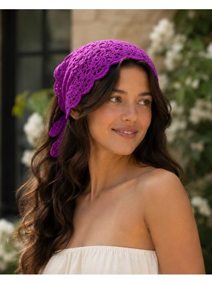 Talin Handmade Organik Ip Örgü Çok Amaçlı Bandana Büstiyer – Bağlamalı Crop, Bikini Üstü Şalı ve Saç Aksesuarı