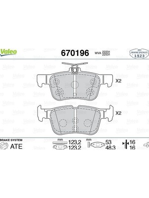 Valeo Almparca Arka Disk Fren Balatasi Ford Edge 2.0d 08/15-07/18 Ford Kuga 1.5/1.5d/1.6/2.0/2.0d 11/12 Fte Kirmizi Kutu