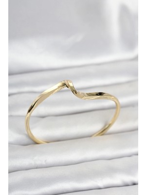 Butik Gold Renk Pirinç Zikzak Model Kadın Bileklik
