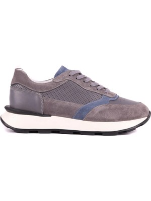 Shoetyle - Hakiki Deri Gri Renk Günlük Erkek Sneaker - 250-3000