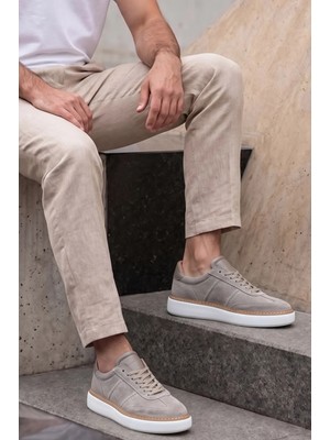 Shoetyle - Hakiki Süet Deri Bej Rengi Bağcıklı Günlük Erkek Ayakkabı - 250-3001