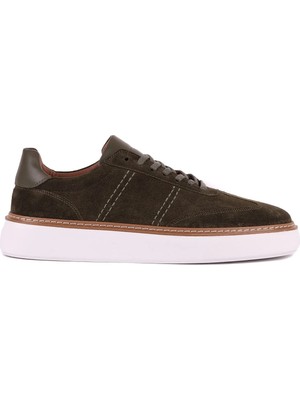 Shoetyle - Hakiki Süet Deri Haki Renk Bağcıklı Günlük Erkek Ayakkabı - 250-3001