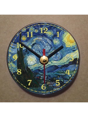 Bsb Van Gogh Tablosu Temalı Magnet Saat Buzdolabı Süsü Duvar Saati 10,5cm MS7009