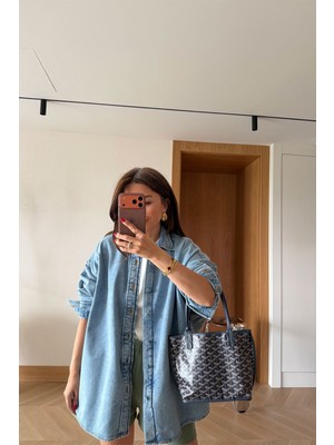 Özge Özgenç Oversize Denim Gömlek