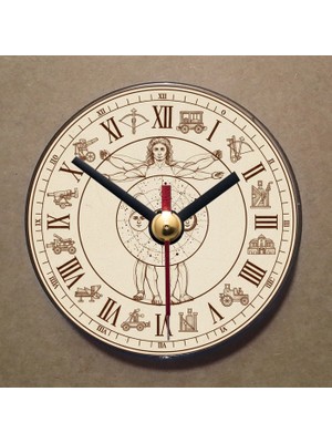 Bsb Da Vinci Çizimleri Temalı Magnet Saat Buzdolabı Süsü Duvar Saati 10,5cm MS7015