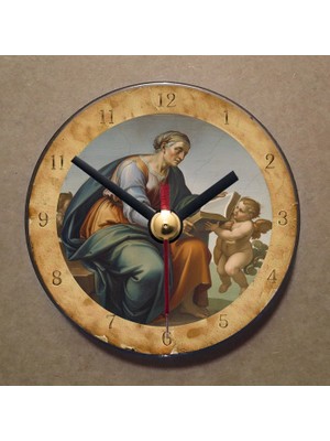 Bsb Michelangelo Tablosu Temalı Magnet Saat Buzdolabı Süsü Duvar Saati 10,5cm MS7048