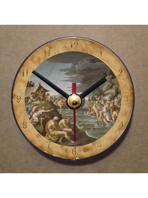 Bsb Michelangelo Tablosu Temalı Magnet Saat Buzdolabı Süsü Duvar Saati 10,5cm MS7049