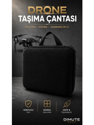 Dimute Shop Siyah Drone Taşıma Çantası Fermuarlı Koruyucu Saklama Çantası Dayanıklı Yapı