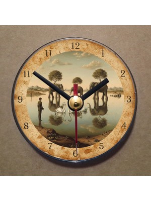Bsb Salvador Dali Tablosu Temalı Magnet Saat Buzdolabı Süsü Duvar Saati 10,5cm MS7042