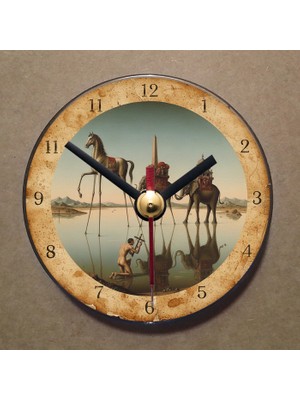 Bsb Salvador Dali Tablosu Temalı Magnet Saat Buzdolabı Süsü Duvar Saati 10,5cm MS7043