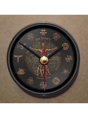 Bsb Da Vinci Çizimleri Temalı Magnet Saat Buzdolabı Süsü Duvar Saati 10,5cm MS7017