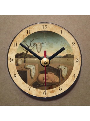 Bsb Salvador Dali Tablosu Temalı Magnet Saat Buzdolabı Süsü Duvar Saati 10,5cm MS7040