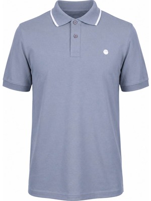 Trender Logolu Pike Çizgi Yaka Açık Gri Erkek Polo Yaka T-Shirt 2063