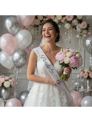 Dodomar Bride To Be Beyaz Gümüş Yazılı Gelin Kuşağı 2 Metre Bekarlığa Veda Aksesuarı