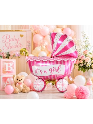 Balonevi Pembe Bebek Puseti Folyo Balon 30 İnç 77 CM Baby Shower Parti Süsü
